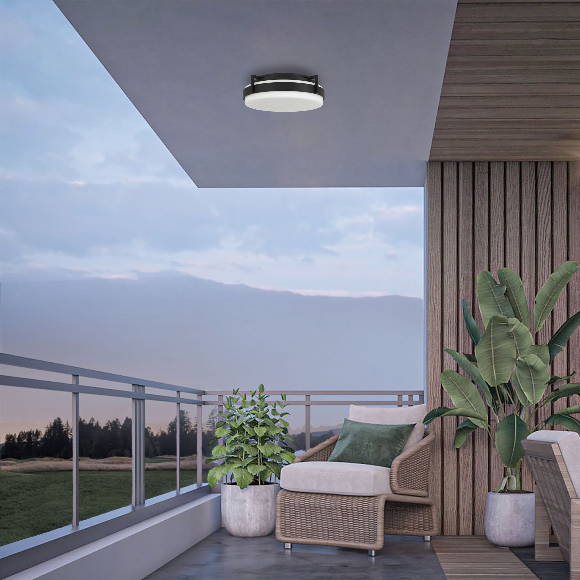 Ted LED 15 inch Sand Black Outdoor Flush Mount