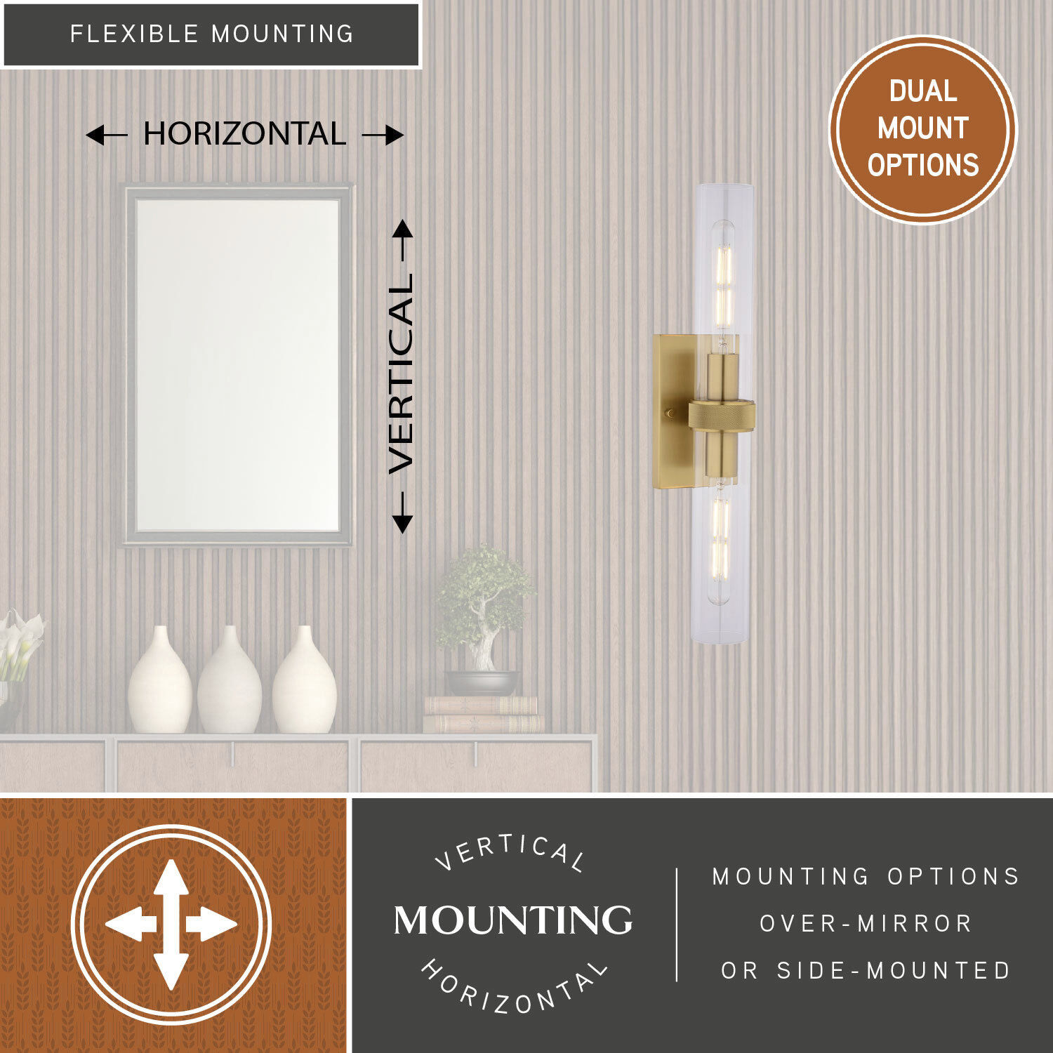 Bari 2 Light 4.5 inch Satin Brass Wall Light