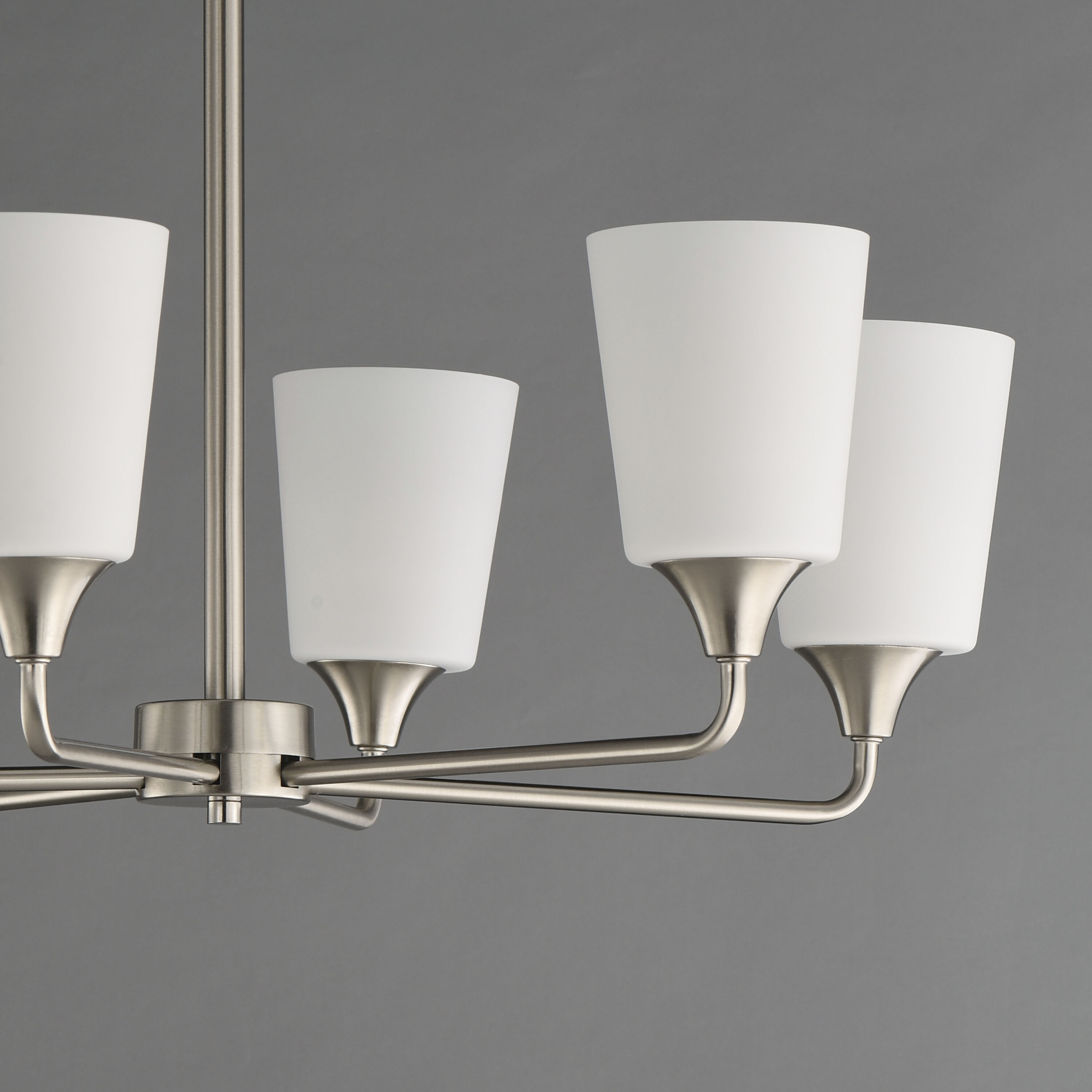 Hudson 6 Light 30 inch Satin Nickel Single-Tier Chandelier Ceiling Light in Satin White