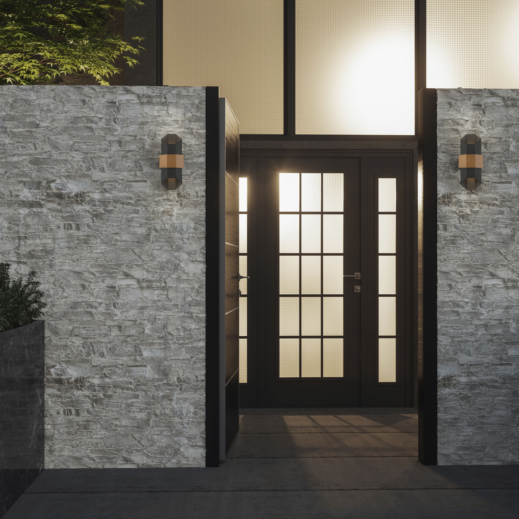 Chasm LED 15 inch Matte Black Outdoor Wall Lantern