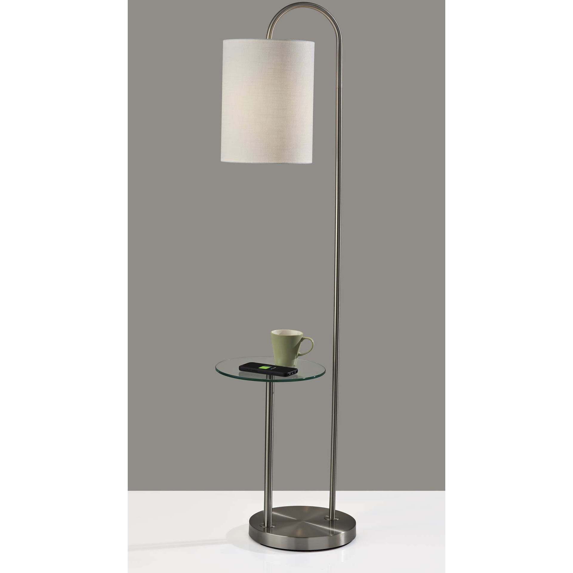 Amira 64 inch 60.00 watt Brushed Steel Shelf Floor Lamp Portable Light