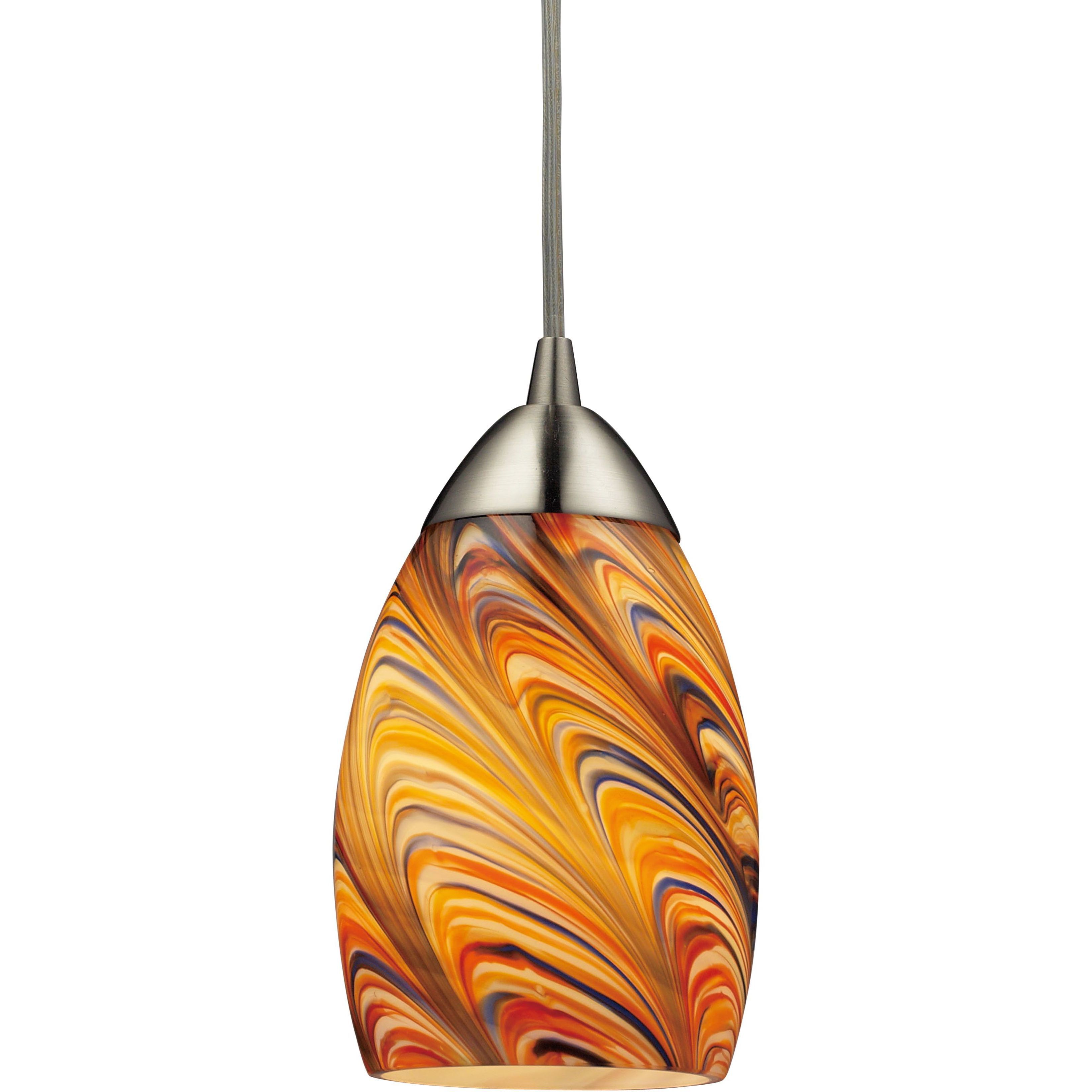 Vortex 1 Light 4 inch Ochre with Satin Nickel Mini Pendant Ceiling Light