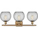 Ballston Farmhouse Chicken Wire 3 Light 26 inch Brushed Brass Bath Vanity Light Wall Light, Ballston