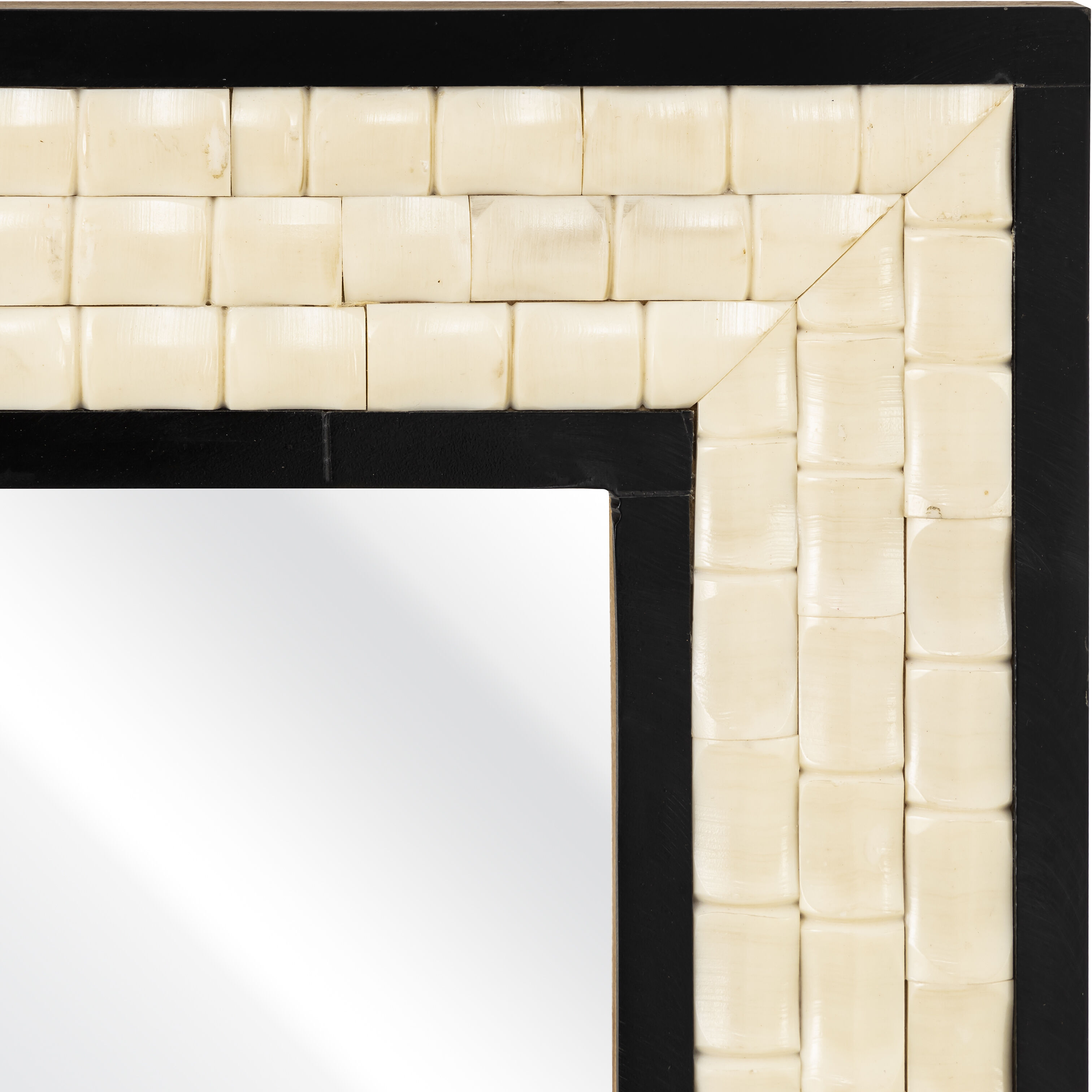 Sana 40 X 30 inch Ivory with Black and Mirror Wall Mirror