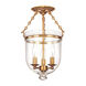 Hampton 3 Light 10.25 inch Aged Brass Semi Flush Ceiling Light in C1