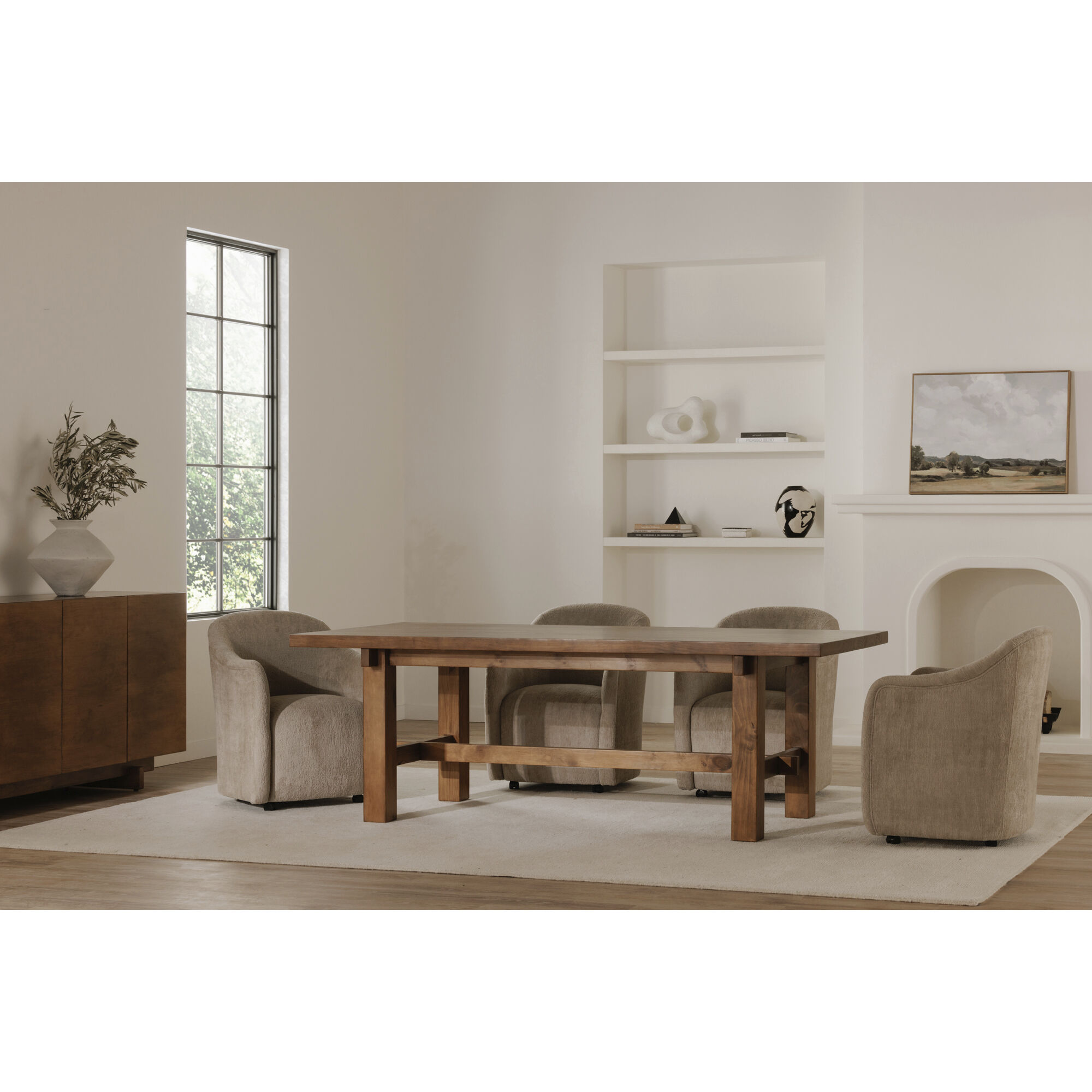 Drava Beige Rolling Dining Chair
