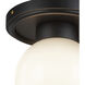 Alora Mood Fiore 1 Light 6 inch Matte Black/Glossy Opal Glass Semi-Flush Mount Ceiling Light