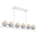Cabochon Linear Chandelier Ceiling Light in 3000K LED, Amber, Salt White with White Marble, Medium