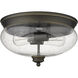 Amon 2 Light 13 inch Olde Bronze Flush Mount Ceiling Light in Clear Seedy Glass, 3.3