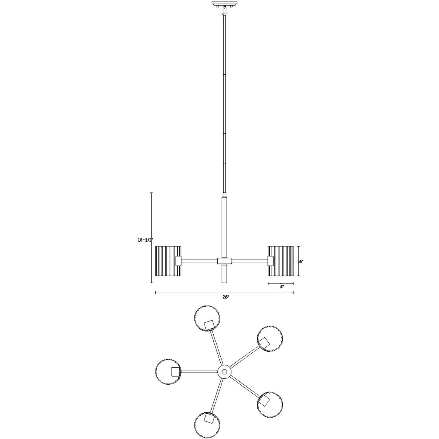 Aries 5 Light 28 inch Brushed Gold Chandelier Ceiling Light