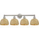 Edison Woven Rattan 4 Light 35 inch Brushed Satin Nickel Bath Vanity Light Wall Light