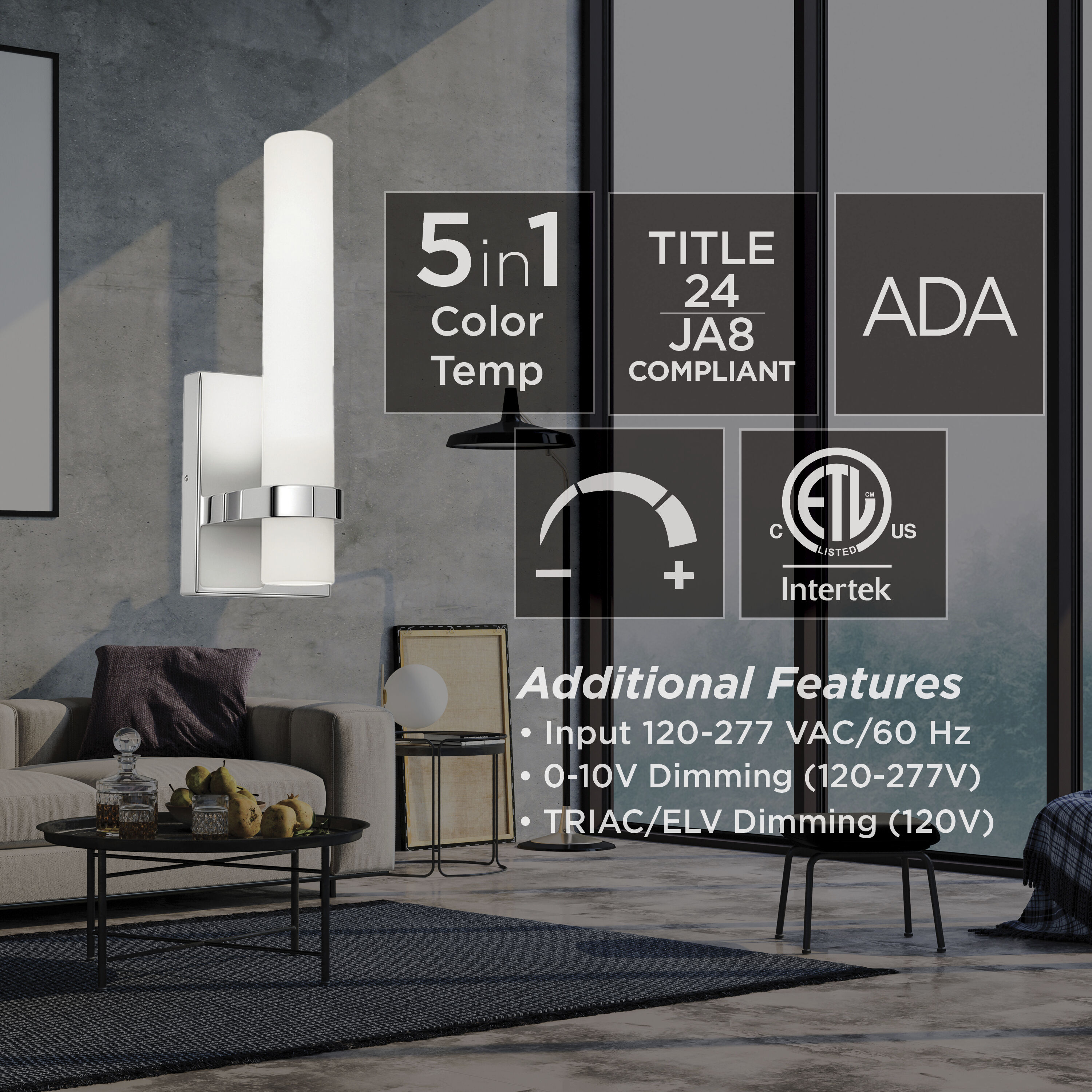 Miami LED 4.5 inch Polished Chrome Sconce Wall Light