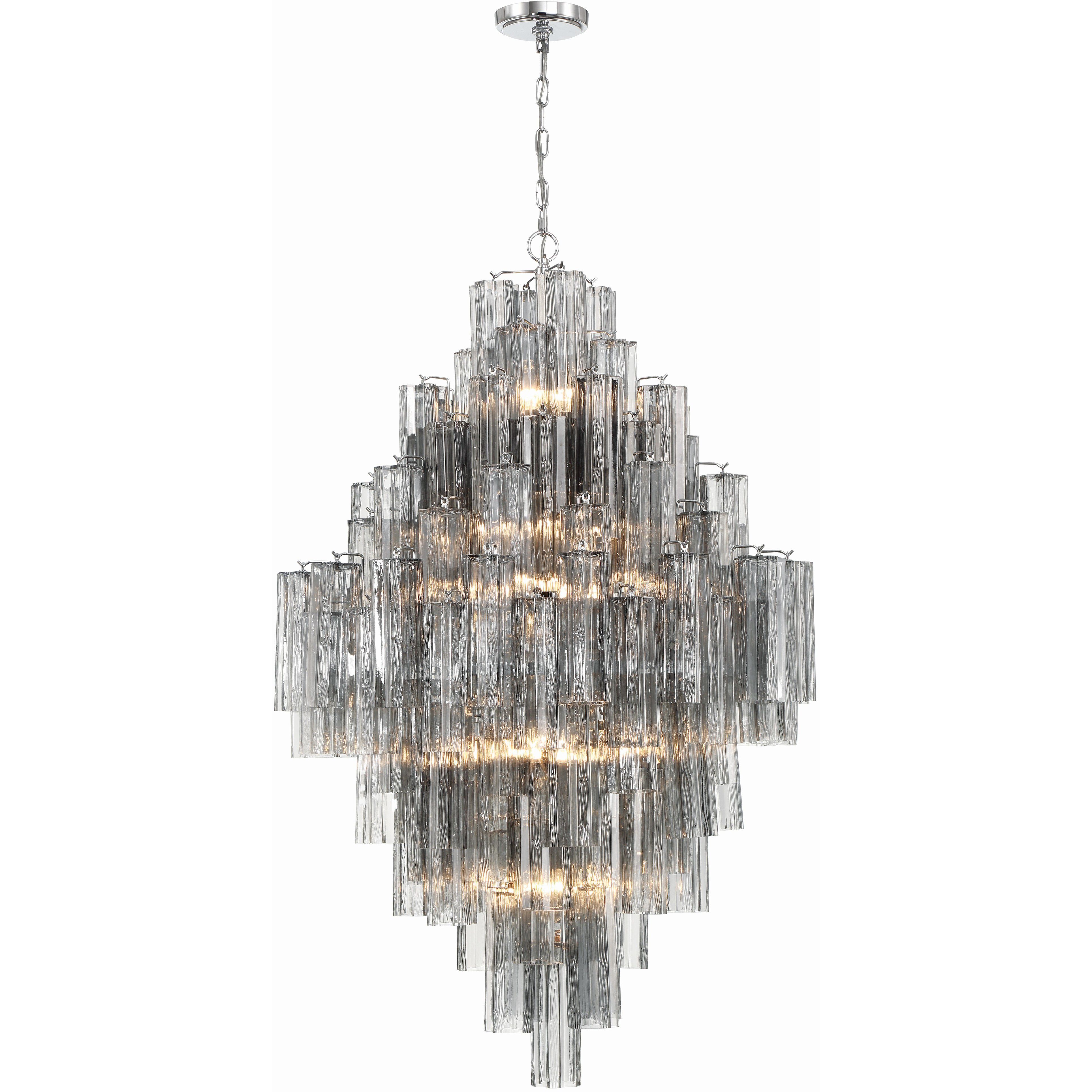 Addis 20 Light 31.5 inch Polished Chrome Chandelier Ceiling Light in Smoke