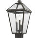 Talbot 3 Light 18.5 inch Oil Rubbed Bronze Outdoor Post Mount Fixture in Seedy Glass