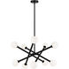 Matchstix 10 Light 31.25 inch Black Pendant Ceiling Light in Black and Opal Glass
