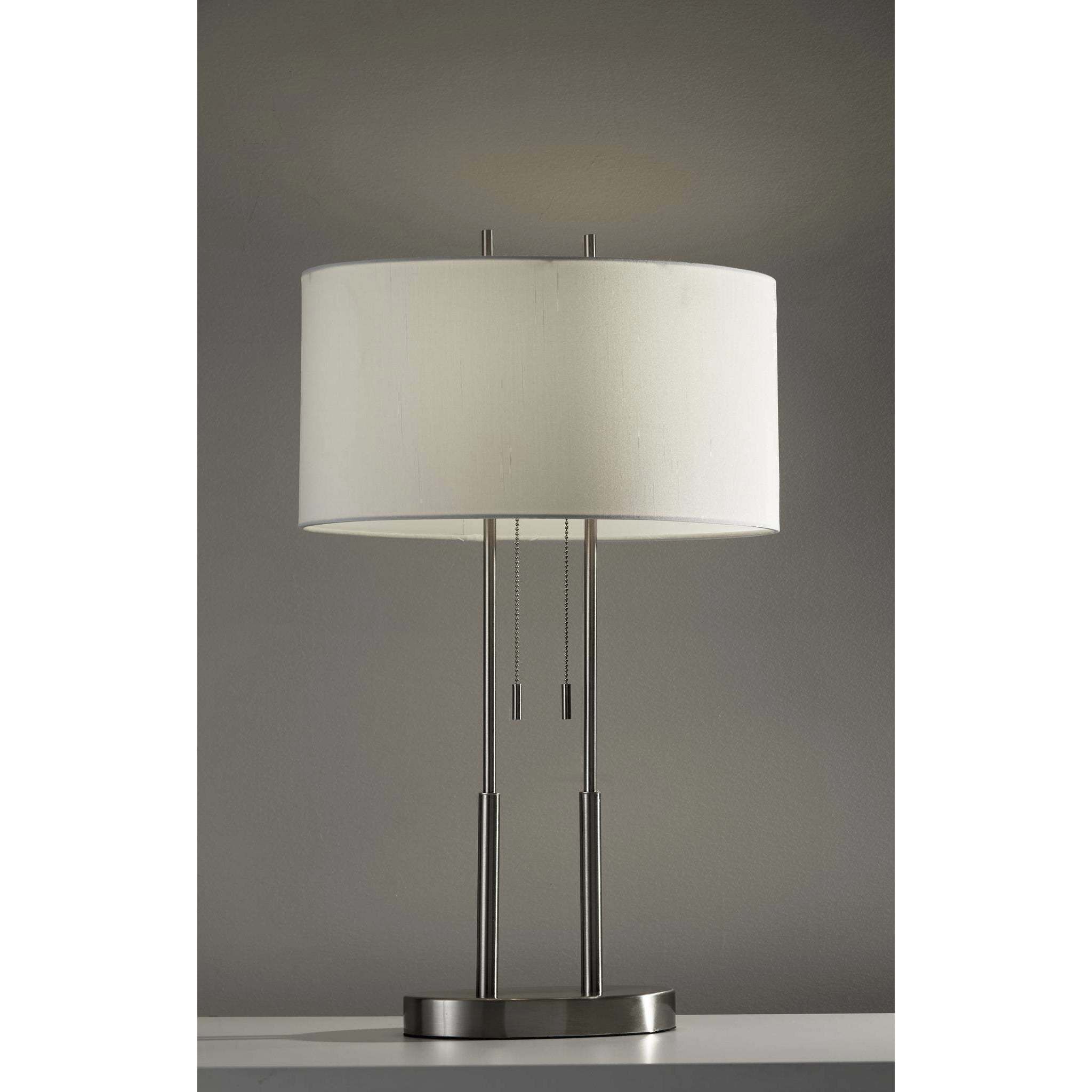 Duet 27 inch 60.00 watt Satin Steel Table Lamp Portable Light in Brushed Steel