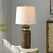 Jean 29 inch 100 watt Mahogany and Gold and Light Oatmeal Table Lamp Portable Light