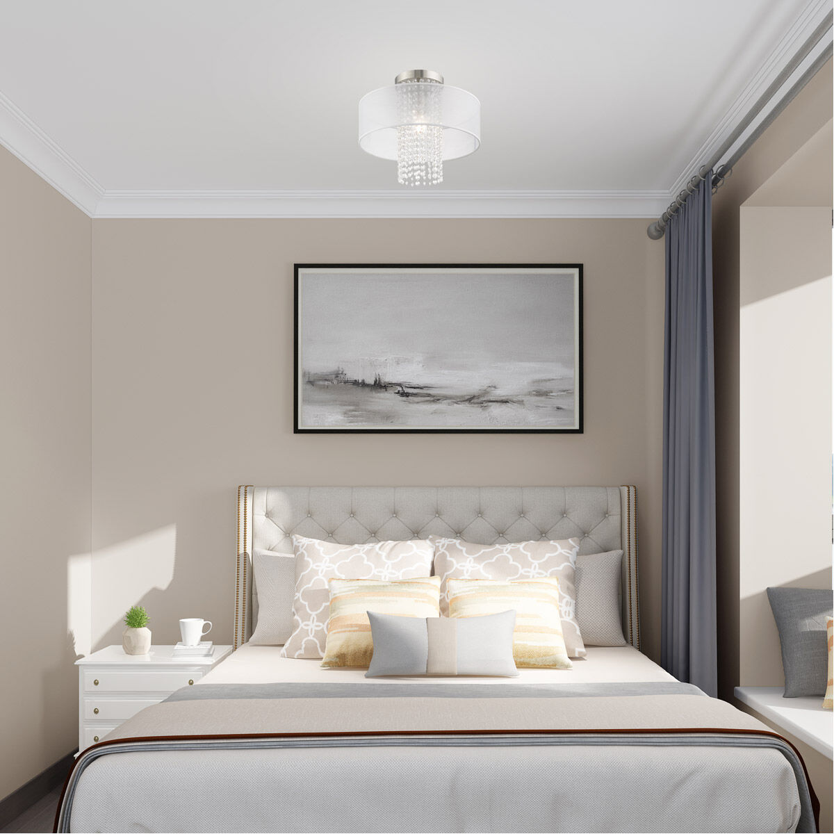 Bella Vista 1 Light 15 inch Brushed Nickel Semi-Flush Mount Ceiling Light