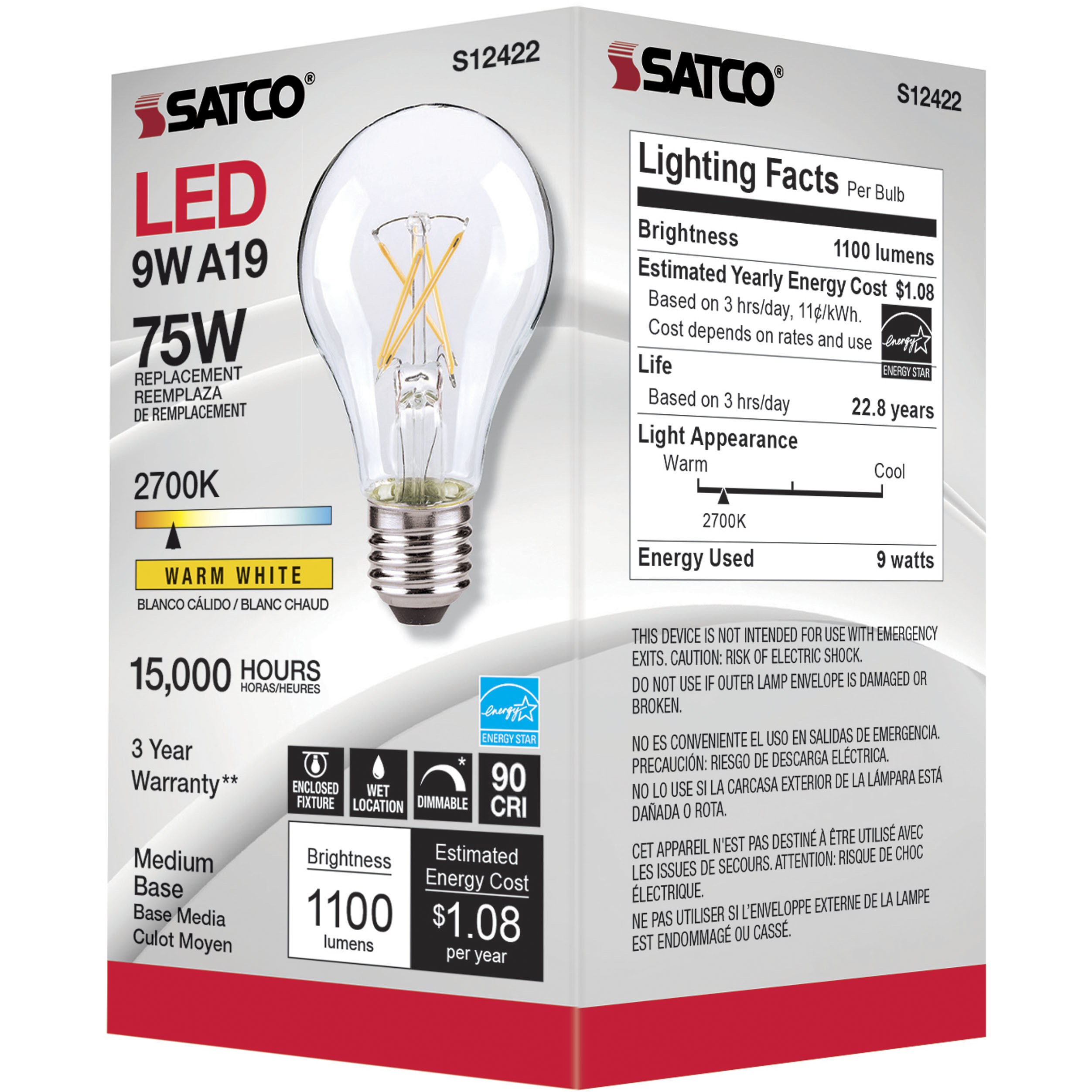 Lumos LED Medium 10.50 watt 120 2700K Light Bulb