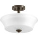 Read 2 Light 14 inch Antique Bronze Semi-Flush Mount Convertible Ceiling Light