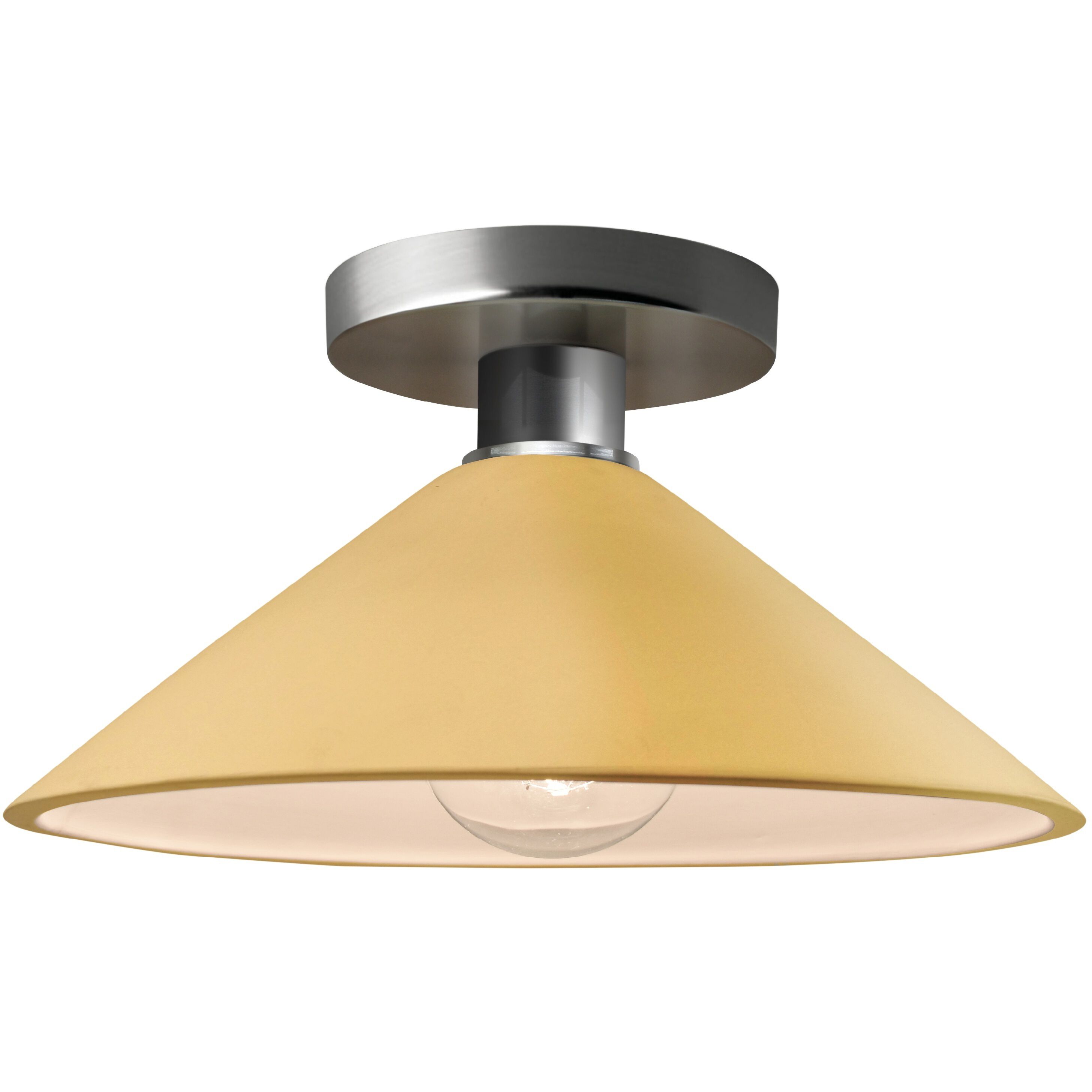 Radiance 1 Light 11.75 inch Muted Yellow and Brushed Nickel Semi Flush Ceiling Light