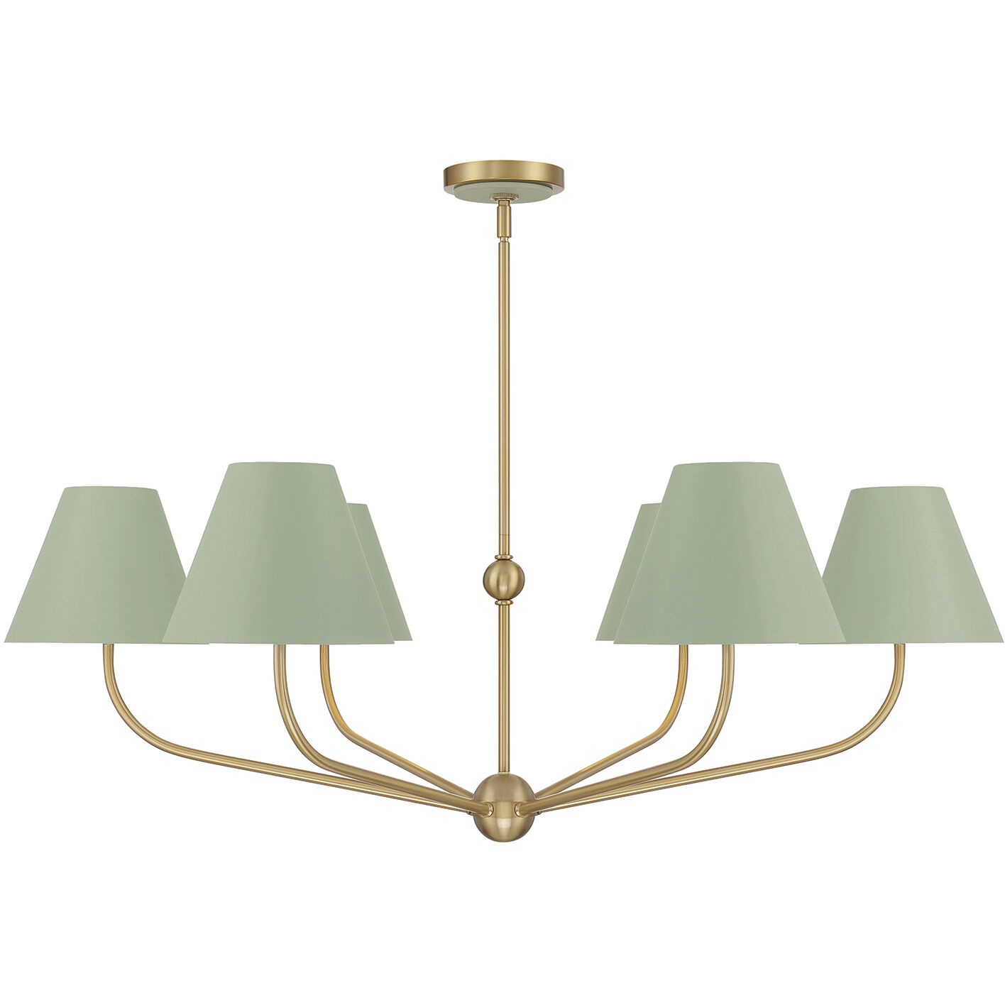 Xavier 6 Light 40 inch Vibrant Gold Chandelier Ceiling Light in Vibrant Gold and Green