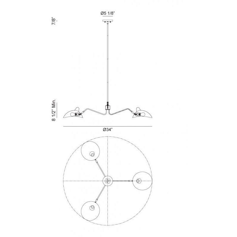 Droid 3 Light 34 inch White/Brushed Gold Pendant Ceiling Light