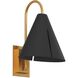 Kelly by Kelly Wearstler Cambre 7 inch 9 watt Midnight Black and Burnished Brass Task Wall Sconce Wall Light in Midnight Black / Burnished Brass