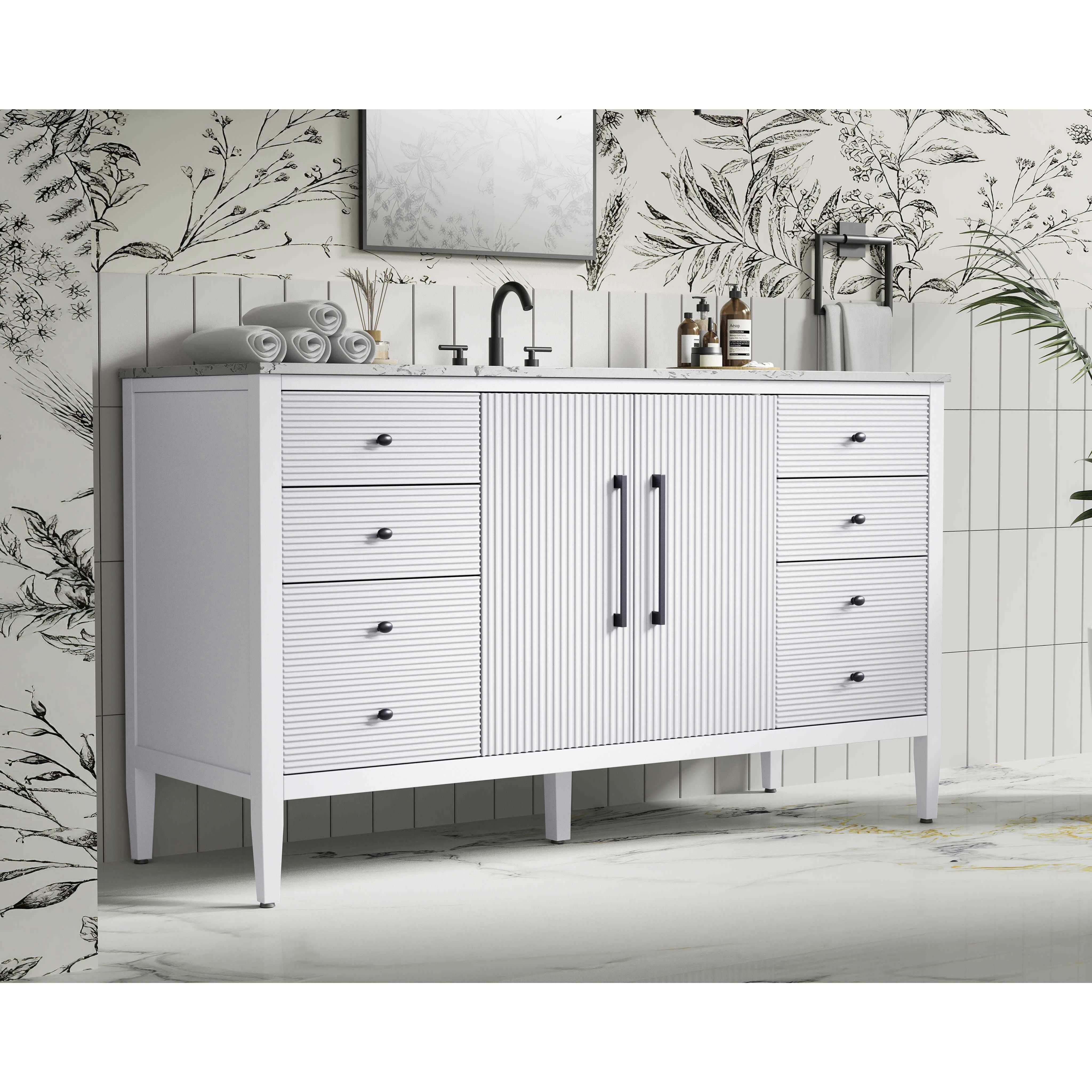 Blakely 60 X 34 inch White Bathroom Vanity Cabinet