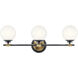 Benno 3 Light 24.5 inch Black and Champagne Bronze Bath Bracket Wall Light, 3 Arm