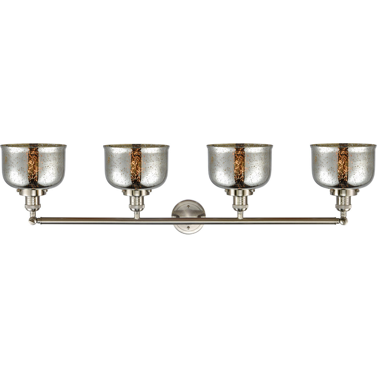 Franklin Restoration Large Bell LED 45 inch Brushed Satin Nickel Bath Vanity Light Wall Light in Silver Plated Mercury Glass, Franklin Restoration