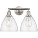 Edison Bristol Glass 2 Light 17 inch Brushed Satin Nickel Bath Vanity Light Wall Light in Seedy Glass