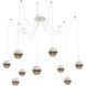 Cabochon LED 14.1 inch Salt White with White Marble Swag Multi-Pendant Ceiling Light in 3000K LED, Bronze