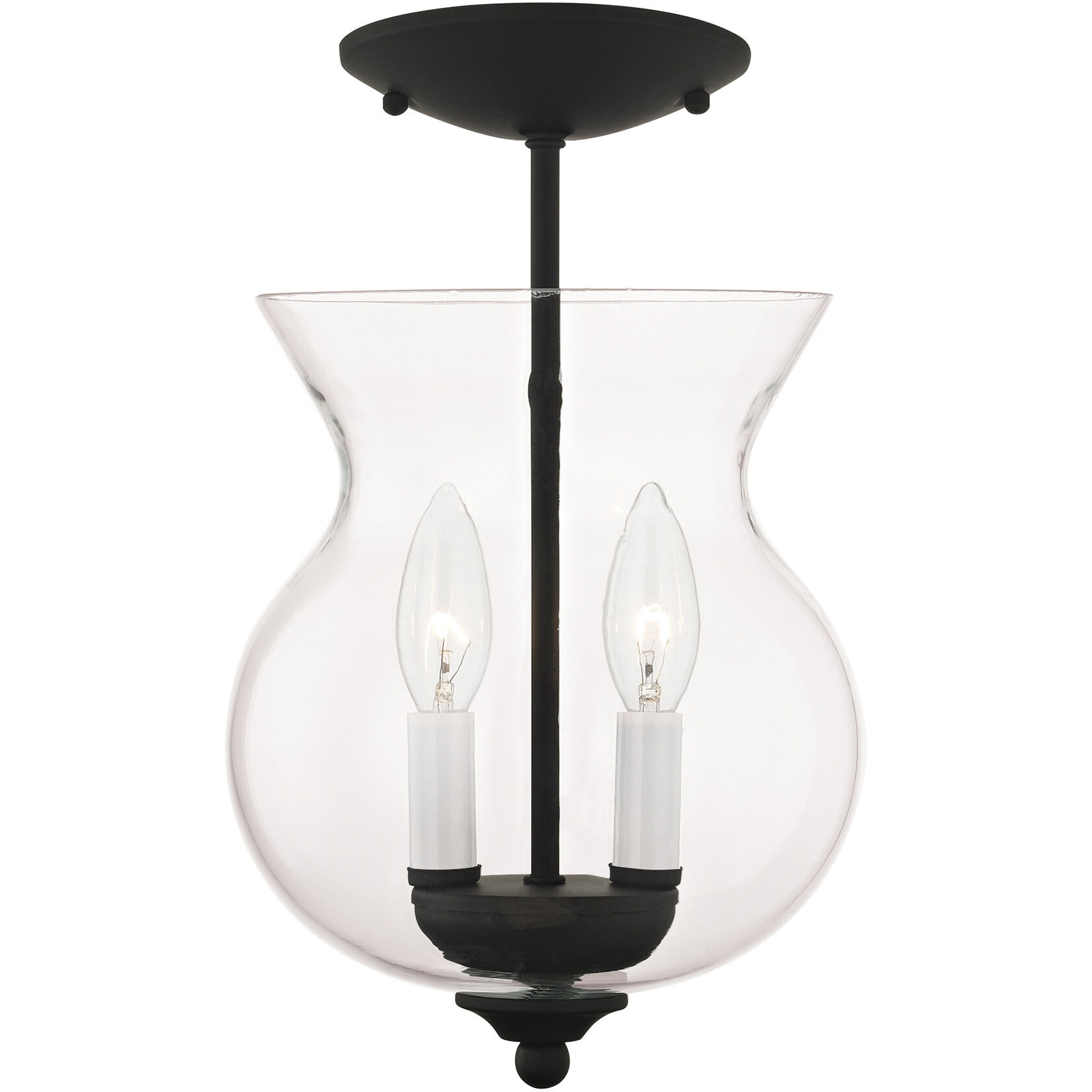 Heritage 2 Light 8 inch Black Convertible Mini Pendant/Ceiling Mount Ceiling Light