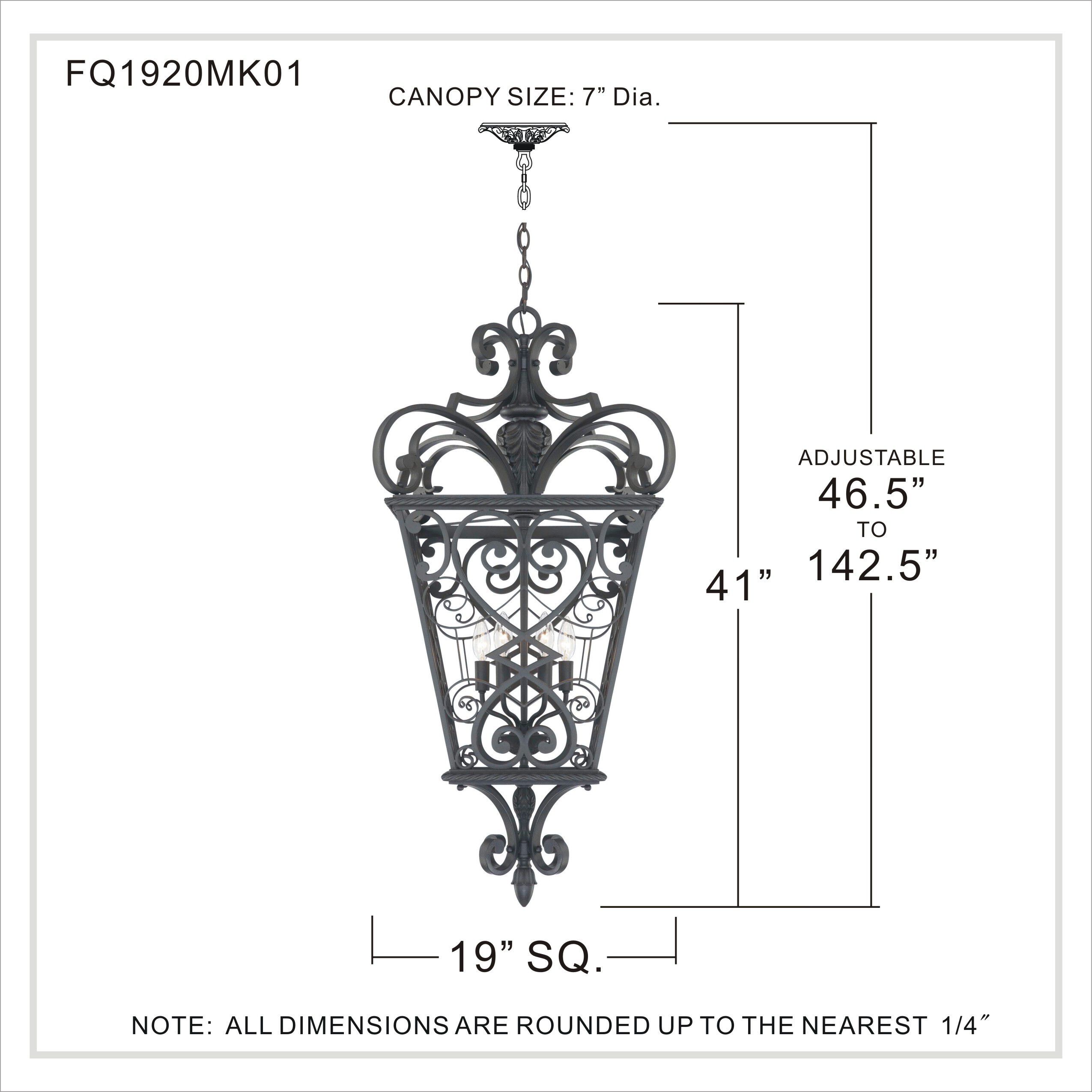 Fort Quinn 4 Light 19 inch Marcado Black Outdoor Hanging Lantern