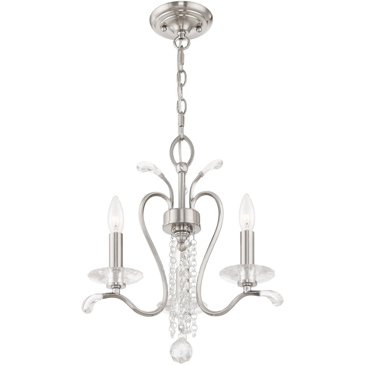 Serafina 3 Light 16.5 inch Brushed Nickel Convertible Mini Chandelier/Ceiling Mount Ceiling Light