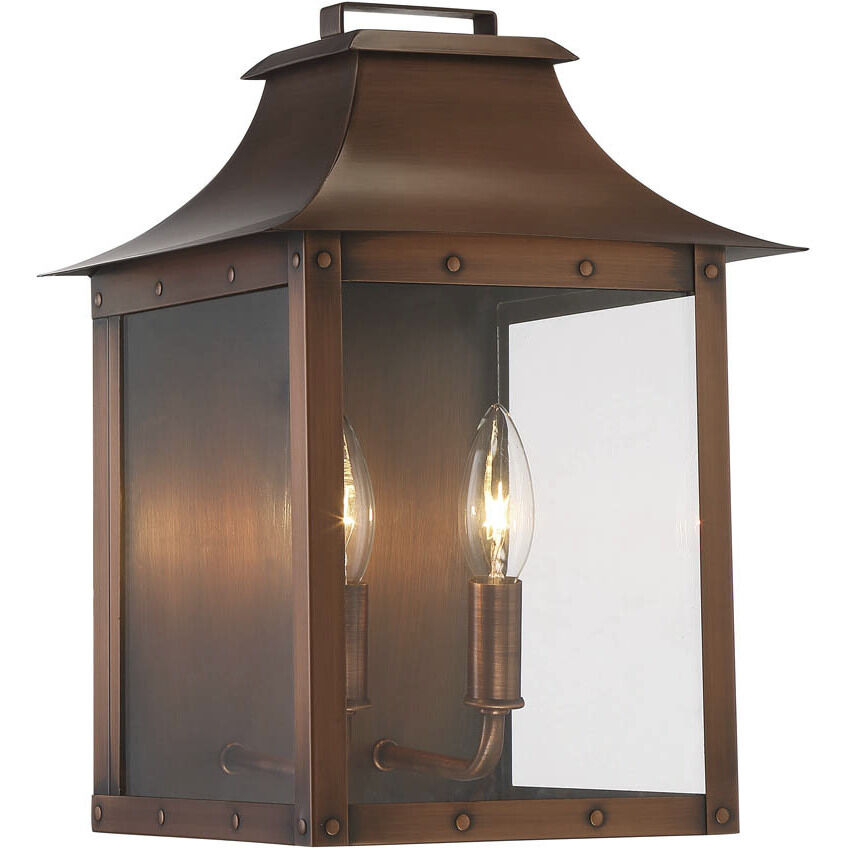 Manchester 2 Light 14 inch Copper Patina Exterior Wall Mount