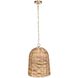 Rotorua 1 Light 13.75 inch Antique Brass and Natural Woven Sea Grass Pendant Ceiling Light
