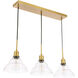 Clive 3 Light 35 inch Brass Pendant Ceiling Light