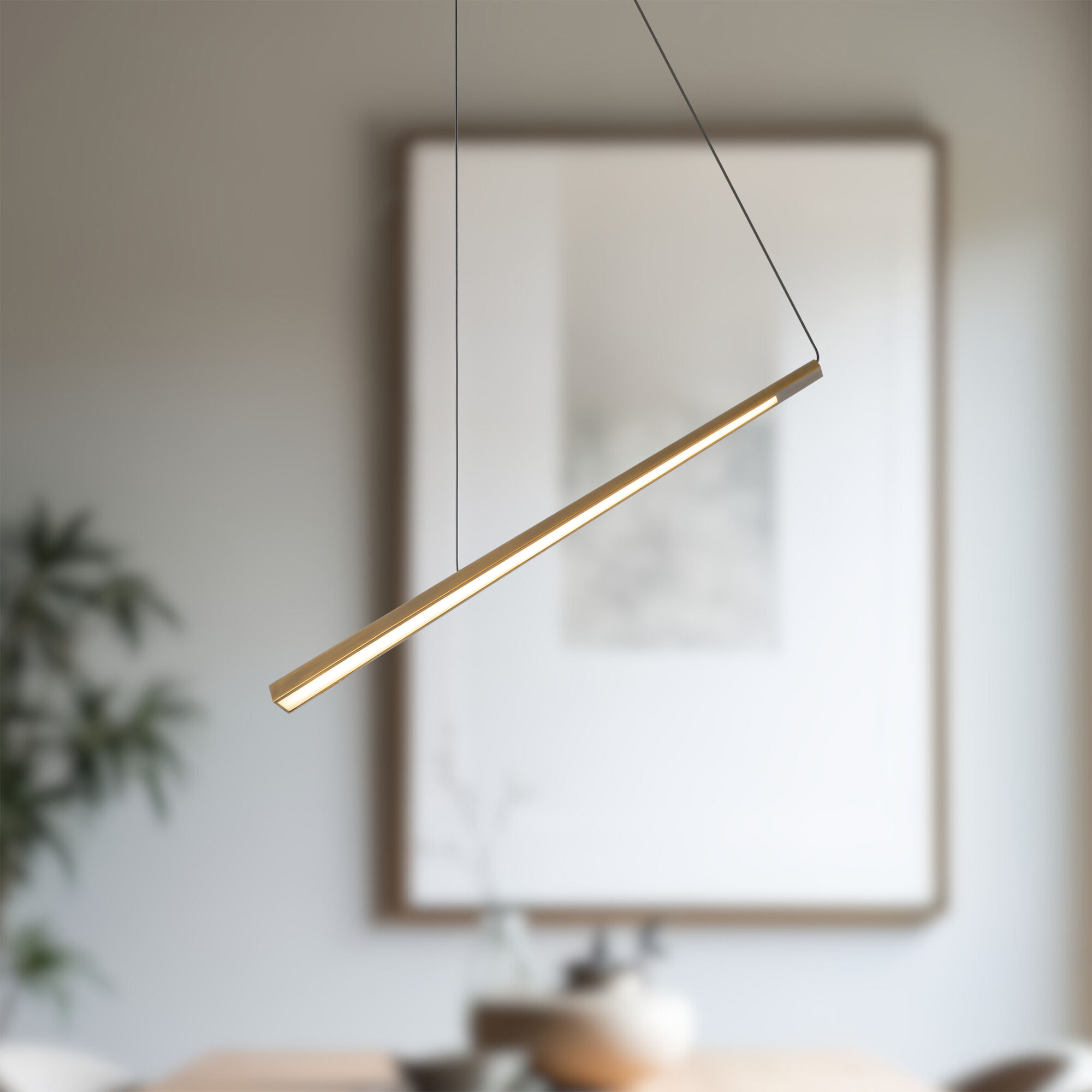 Lex LED 24.13 inch Vintage Brass Linear Pendant Ceiling Light
