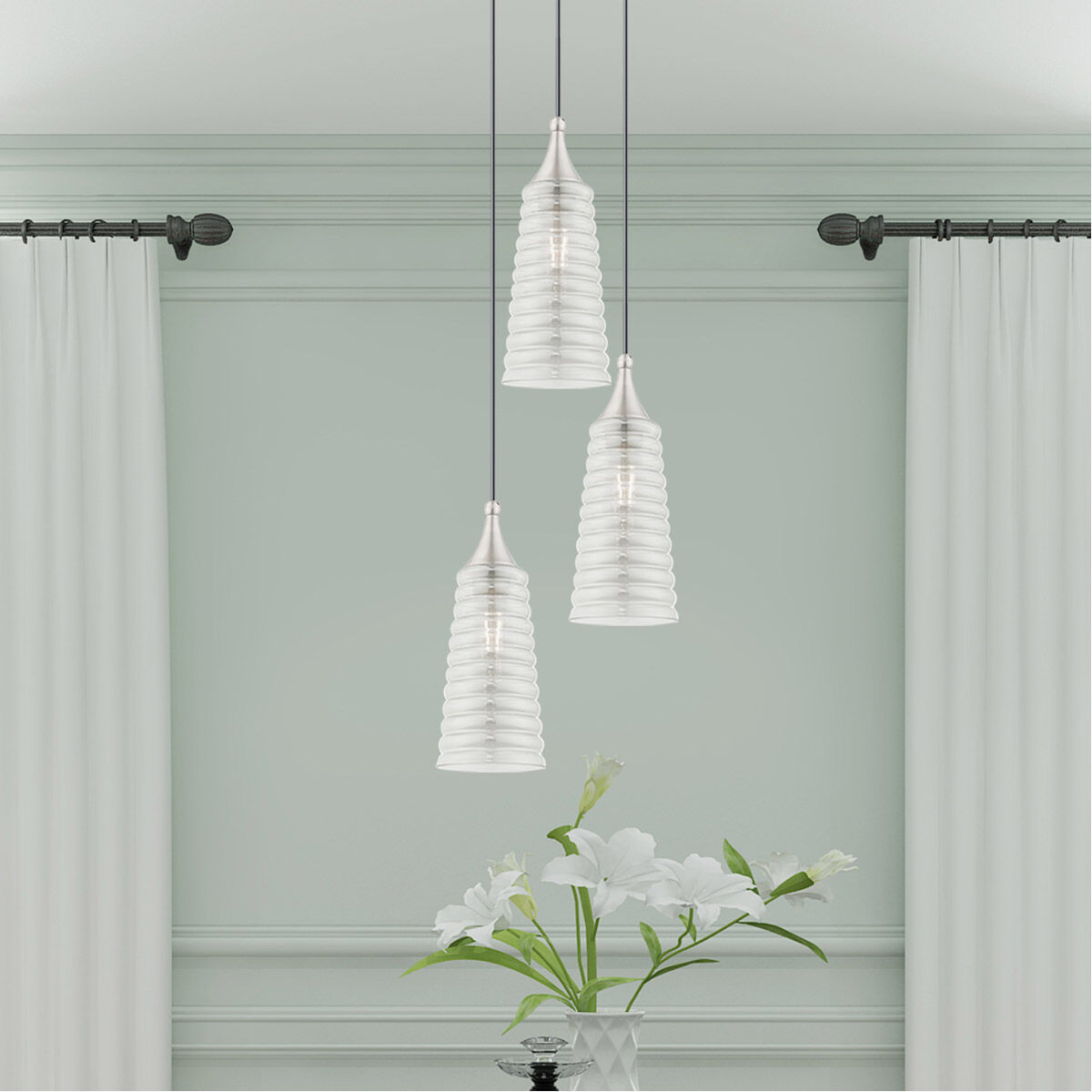 Art Glass 1 Light 6 inch Brushed Nickel Mini Pendant Ceiling Light