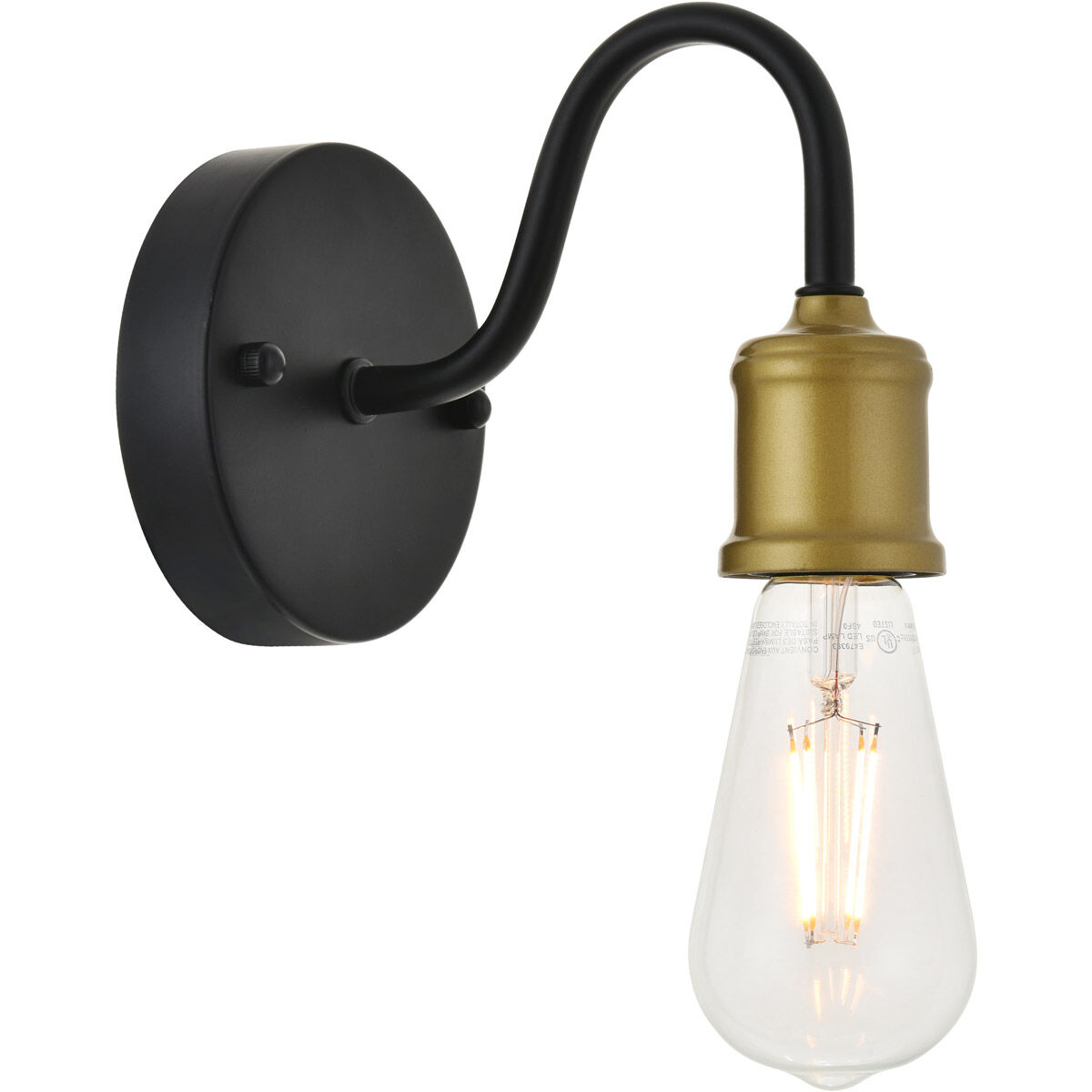 Serif 1 Light 4.7 inch Brass and Black Wall Sconce Wall Light
