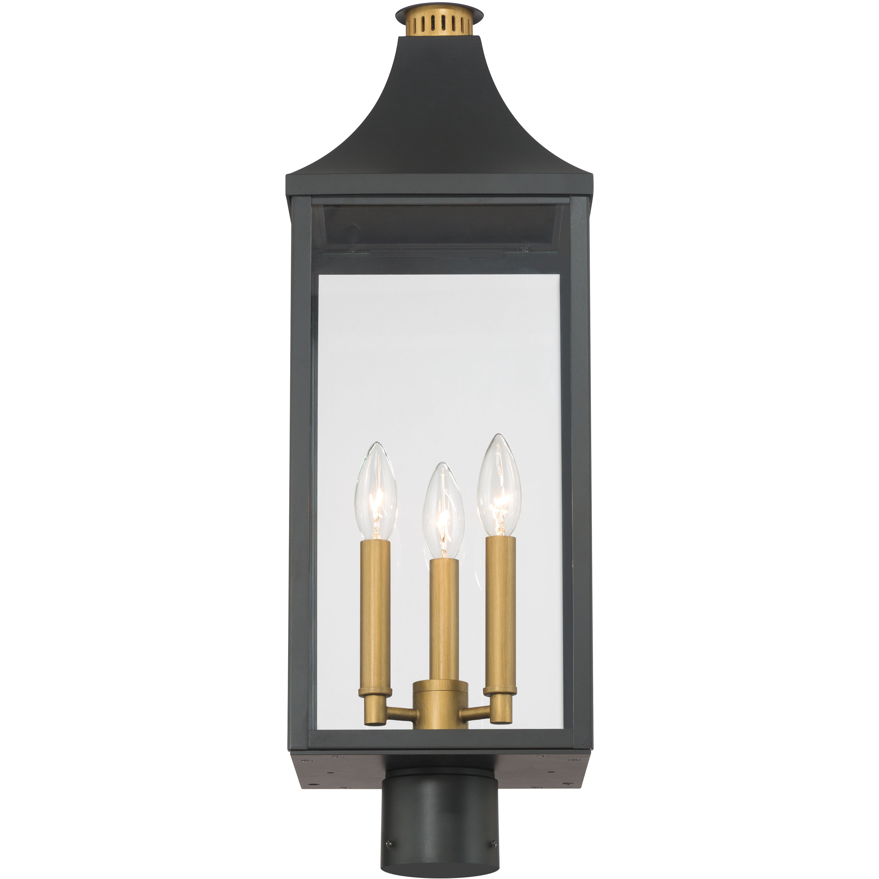 Hurstborne 3 Light 25 inch Dark Matte Black and Painted Legacy Brass Outdoor Post Lantern