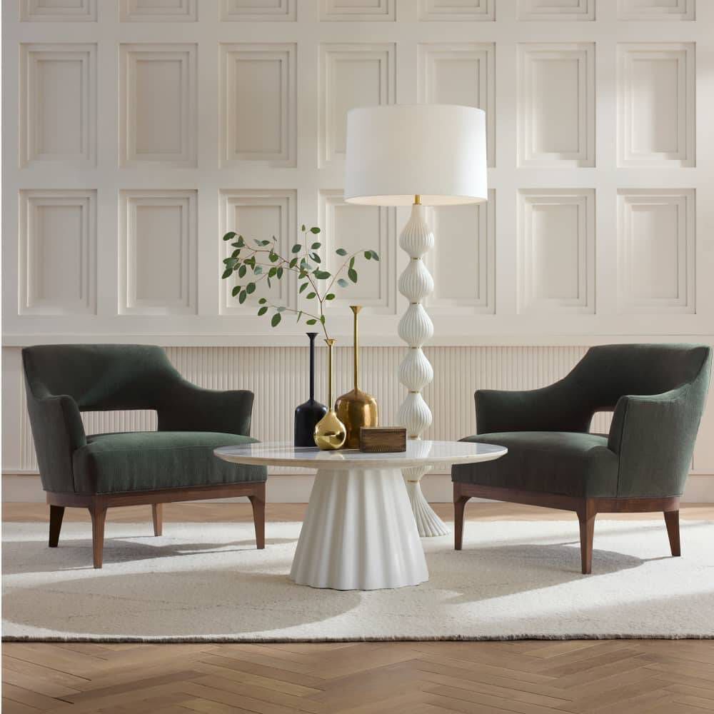 Rinny 38 inch White and White Gesso Coffee Table