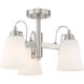 Beckonridge 3 Light 17 inch Brushed Nickel Semi-Flush Ceiling Light