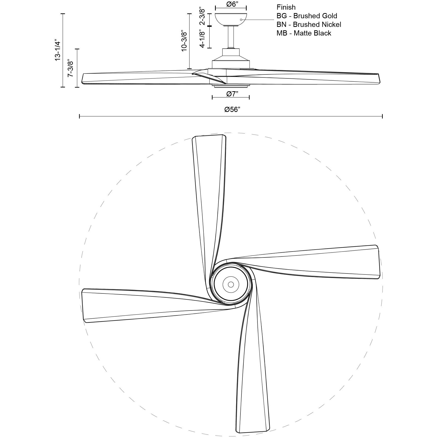 Horizon 56 inch Matte Black Ceiling Fan