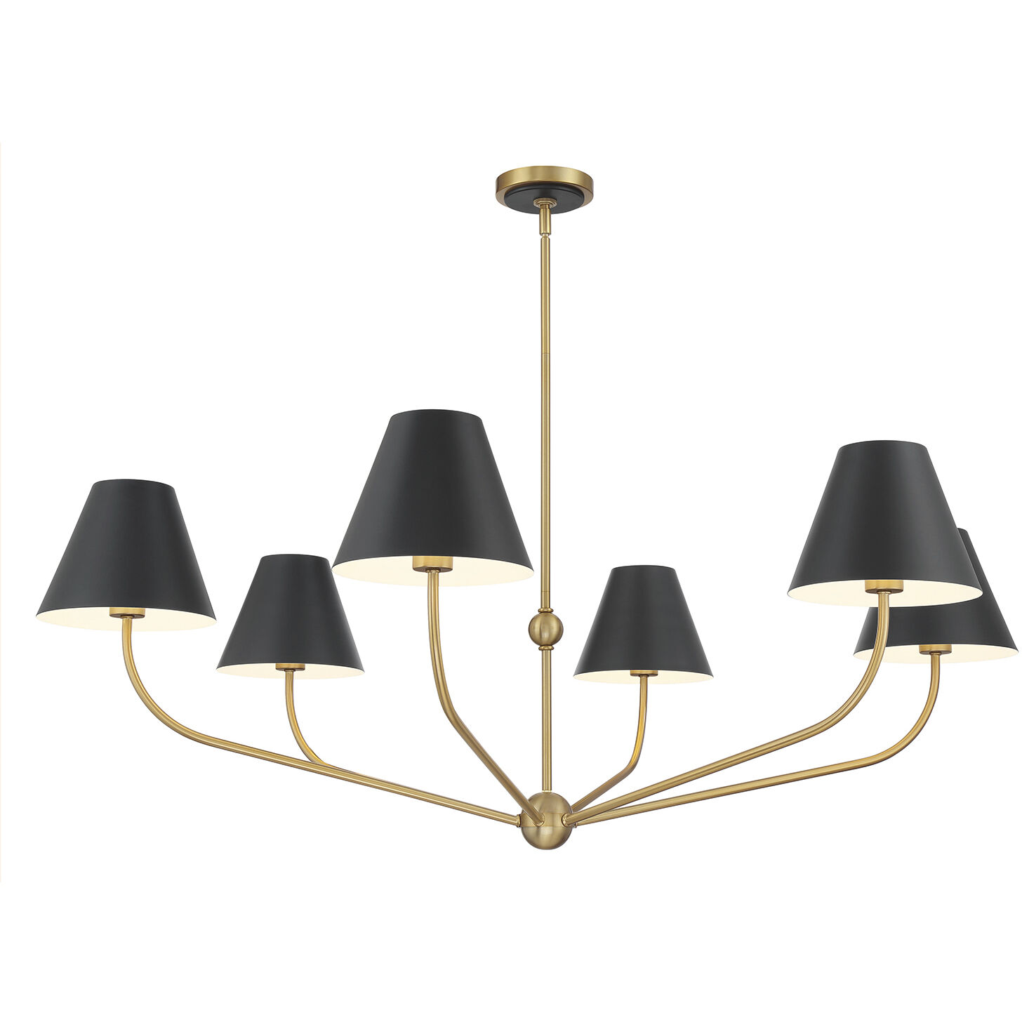 Xavier 6 Light 48 inch Vibrant Gold Chandelier Ceiling Light in Vibrant Gold and Matte Black