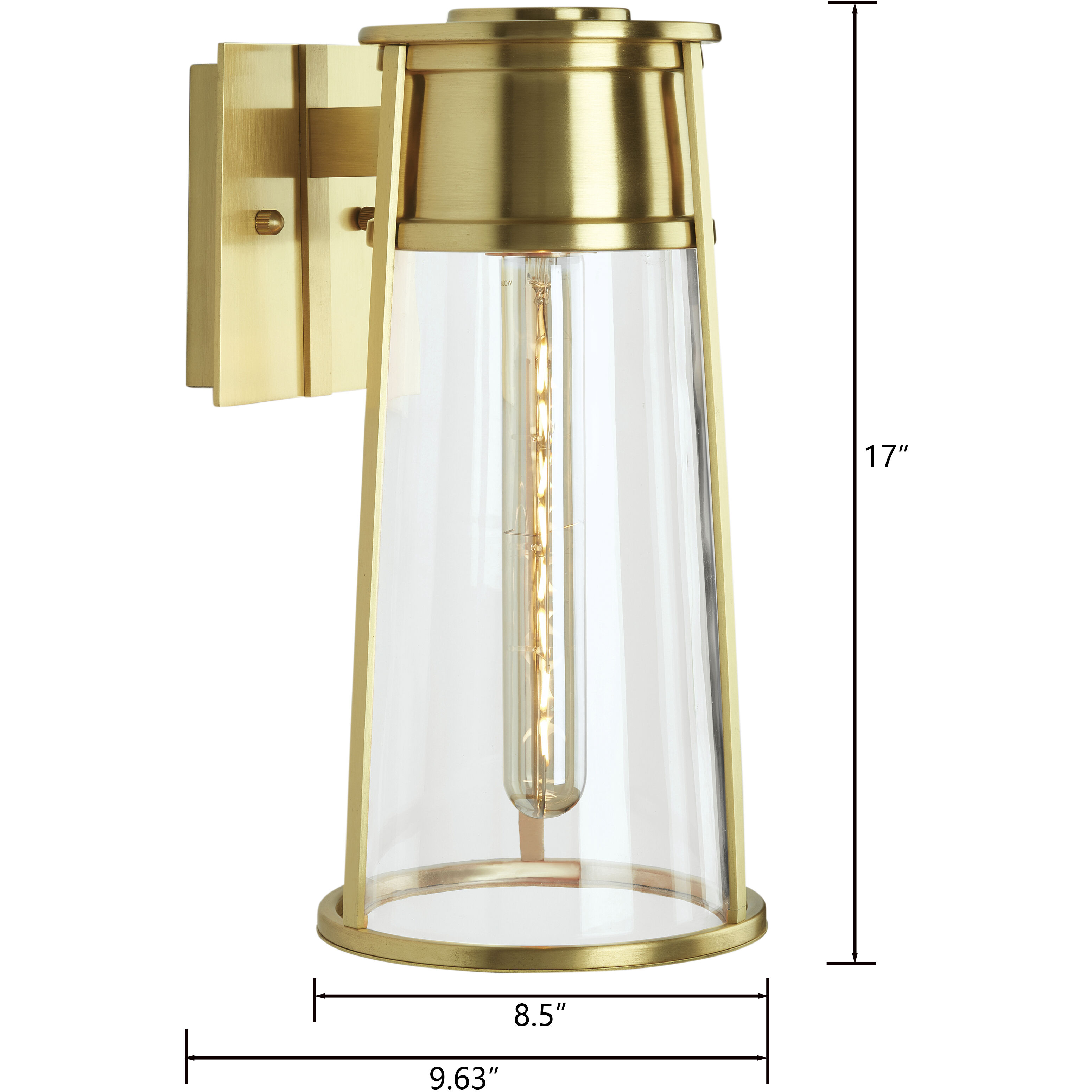 Cone 1 Light 17 inch Satin Brass Outdoor Wall Sconce