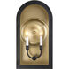 Grotto 2 Light 22.5 inch Matte Black with Vintage Gold Outdoor Wall Lantern