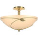 Forged Leaves 3 Light 16 inch Modern Brass Semi-Flush Ceiling Light in Sand, Large